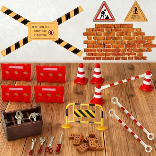 XILEPINGAN Wichtel Zubehör Baustelle, 27 Stück Wichtel Baustelle Set, Wichtelzubehör für Wichteltür und 1/12 Puppenhaus,DIY wichtel Baustelle Einzug