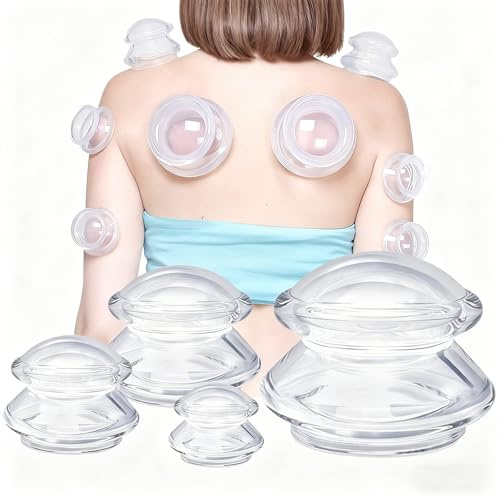 Esshogo 4 Stück Silikon Schröpfgläser, Vakuum Schröpfköpfe, Cupping set