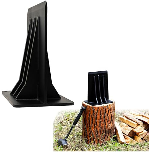 ZAFortLign Kindle Cracker Log Firwood Splitter, 8in 8.8lb Manual Steel Wood Splitting Wedge for Wood Stove Fireplace and Fire Pits, Black (Black)