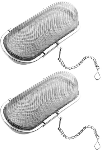 WUFKOP 2 Passoires à Thé en Acier Inoxydable, Boule à Thé et Infuseur à Épices avec Chaîne, Maille Fine pour Thé en Vrac, Tisanes et Cuisine
