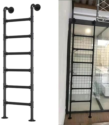 ZENSTYW Escalera De Litera para Interiores,Escalera De Escalada Universal para Sótano,para Terraza,Barco,Biblioteca(Black,1.0m/3.3ft)