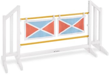 PINOLINO Hindernishürden-Set Stormy I Hobby Horsing Zubehör aus Tannenholz | Steilsprung mit abnehmbaren Fähnchen I FSC-zertifiziertes Tannenholz & kindersichere Lacke I 119 x 34 x 62 cm I Ab 3 Jahren