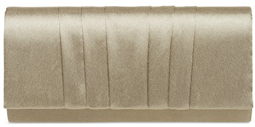 Caspar TA390 elegante Damen Satin Clutch Tasche Abendtasche mit vertikalen Falten