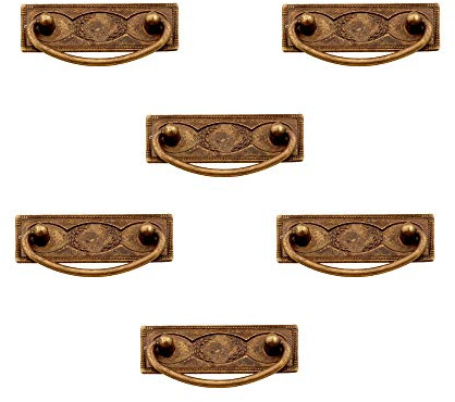 6 Un. TIRADOR Asa Mueble placa bronce envejecido para Cajónera 96x33x15mm