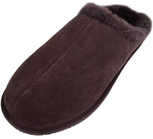 Snugrugs Newbury, herrskor/pantolett med foder av fårskinn och gummisula, BRUN, 44/45 EU