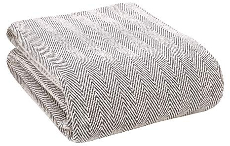 Glamburg 100% Soft and Breathable Cotton Thermal Blanket Twin Charcoal - Perfect for Layering Any Bed for All Season