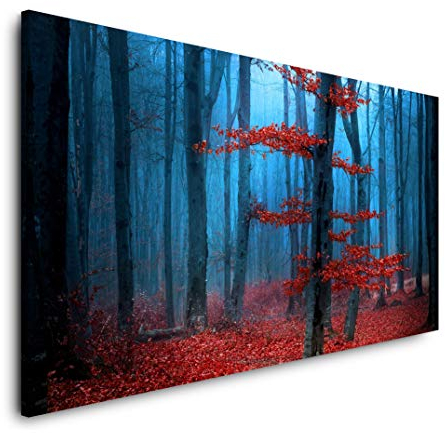 Nebel im Wald 120x 60cm Panorama Leinwand Bild XXL Format Wandbilder Wohnzimmer Wohnung Deko Kunstdrucke