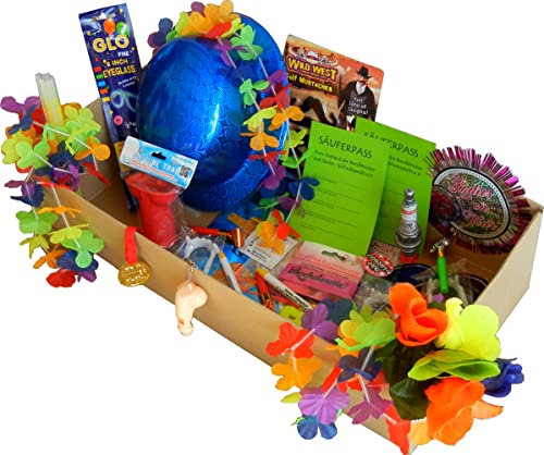 Festefestefeiern JGA Bauchladen mit Füllung Inhalt 60 Artikel Junggesellenabschied Bauchladenfüllung BL 2