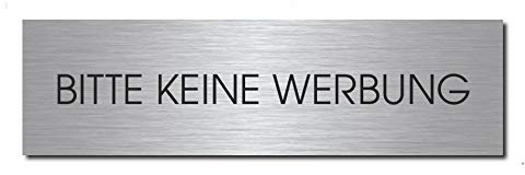 Briefkasten-Schild selbstklebend mit Gravur BITTE KEINE WERBUNG MOCAVI Stick 901 M, Edelstahl graviert einzeilig, modernes Design, passend für MOCAVI Boxen