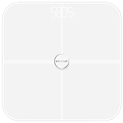 Concept VO4010 Glas-Diagnosewaage Personenwaage mit App Digitale Waage Körperanalyse BIA Körperfettwaage Muskelmasse BMI LED-Anzeige Bluetooth Gewicht bis 180kg
