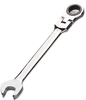 Llave combinada de trinquete, cabeza flexible, acero al cromo vanadio endurecido con extremo abierto, llave métrica (24 mm)