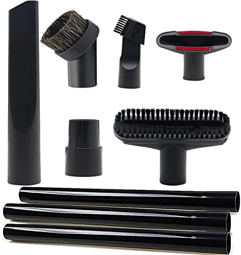 9 Pcs Vacuum Attachments Fit for Shop Vac Accessories 1 1/4 - 3 Pcs Vacuum Extension Wand, 1 1/4 inch (32 mm) & 1 3/8 inch (35 mm) Vacuum Hose Adapter, 1 1/4 inch Vacuum Cleaner Accessories Brush Kit