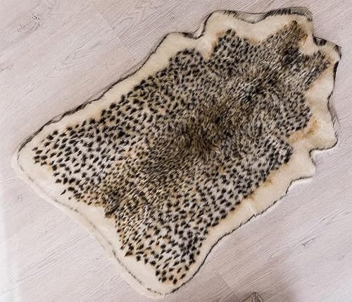 Tata Home Tappeto Pelliccia Sintetica Soggiorno Camera Misura 60x90 cm Tappetino in Finta Pelle di Leopardo Beige e Nero
