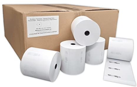 10 Rouleau Papier Thermique 80 x 80 x 12 mm Bobine thermique avec Logo TRIMAN de Recyclage pour imprimante de tickets de caisse Papier Thermique 55g sans bisphénol A Conforme à Législation Tri AGEC