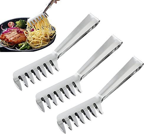 3 Pack Pasta Tongs Stainless Steel for Serving Pasta Utensils Claw Chicken Tongs Salad Tongs