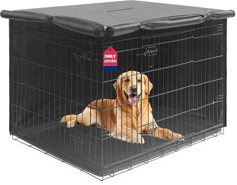 HiCaptain Atmungsaktive Abdeckung für Hundekäfige, 121,9 cm, langlebig, strapazierfähig, Doppelreißverschluss, Winddicht, wasserdicht, UV-beständig (grau)