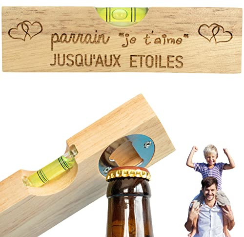 ERNESTINE - Décapsuleur 2 en 1 Papi niveau à bulle ET décapsuleur - cadeau fête des pères et des grands pères - cadeau papi outil bricolage homme bricoleur - cadeaux homme anniversaire Noël porte clés