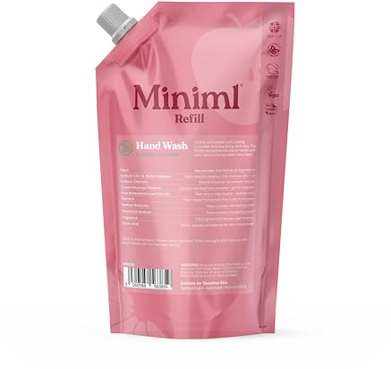 Miniml Hand Soap Wash Liquid 1L Refill – Cucumber & Aloe Vera | Infused Eco Friendly – Hand Washing Gel – Soft and Sensitive Skin Care – 100% Vegan & Cruelty Free