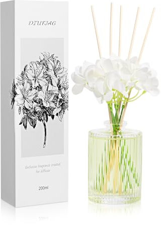 Raumduft Mit 5 Duftstäbchen 200ml - Jasmin Weißtee,Home Duft Reed Diffuser Lufterfrischer für Schlafzimmer Büro Badezimmer Regal Dekor