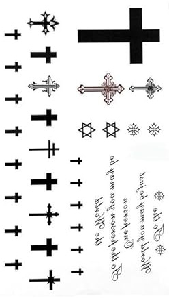 2 Stück Schwarz-Weißes Kreuz In Englischer Sprache Wasserfest Temporäre Tattoo-Aufkleber Für Weibliche Paare Hinter Den Ohren Knöcheln Und Armen Tattoo-Aufkleber Gefälschte Tätowierung