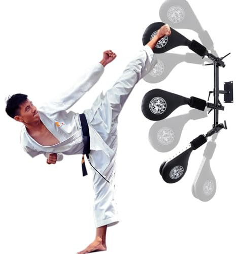 RISANXUN Wall Mounted Taekwondo Kick Pads, Taekwondo Training Kicking Targets Holder, 3 Kicking Targets for Teens and Adults, Martial Arts Training Equipment