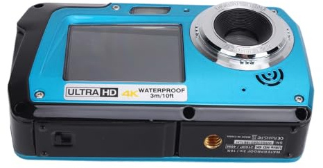 4K wasserdichte Kamera Unterwasserkamera, 56 MP 16 Fach Zoom Kompakte Unterwasserfotografiekameras 10 Fuß Wasserdicht mit Zwei Bildschirmen für Schnorchel- und Schwimmurlaub