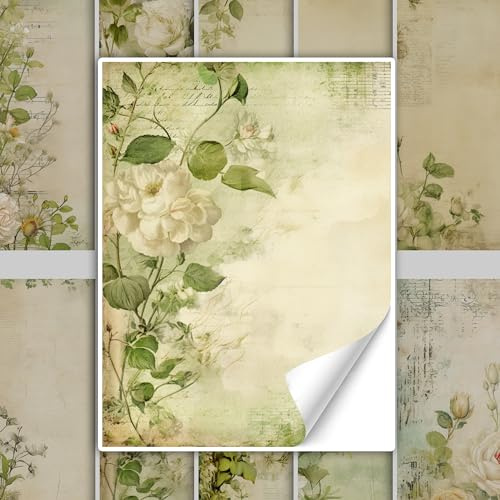 GRAZDesign Fliesenaufkleber Bad & Küche Grün Shabby Chic Floral Klebefliesen selbstklebend - 20x25cm / 10 Stück