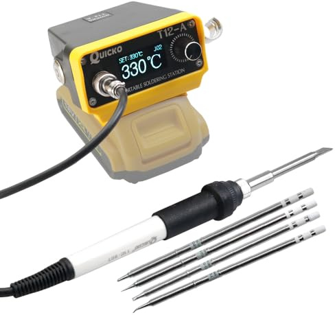 QUICKO STM32 V3 T12-A Kabellose Lötstation T12 Lötkolben für Dewalt Li-Ion Akku 18/20V Max für DIY Reparatur (Batterie nicht enthalten)