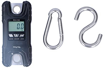FLEXMAN Elektronische Hängewaage, 100 g bis 500 kg, lange Standby-Zeit, LED-Hintergrundbeleuchtung, tragbare Multifunktionswaage mit Haken zur Gewichtsmessung (Schwarz)