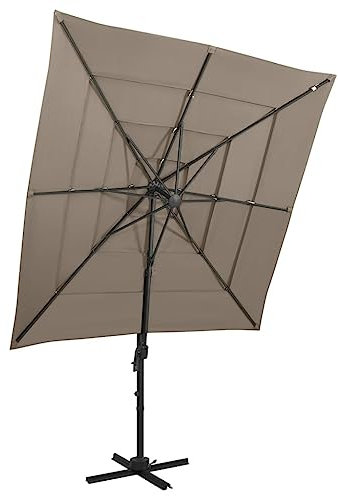 AJSEOYBS Parasole,Ombrelloni da spiaggia,mbrellone da giardino，Ombrellone a 4 Livelli con Palo in Alluminio Talpa 250x250 cm Per balconi, giardini, terrazze, relax all'aria aperta