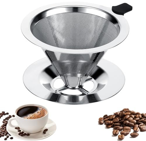 Kasanni Filtri Caffe Filtro Da Caffè Permanente Riutilizzabile In Acciaio Inossidabile, Facile Da Pulire Ideale Per Filtrare Il Caffè Preparato a Mano Filtro Da Caffè Senza Carta
