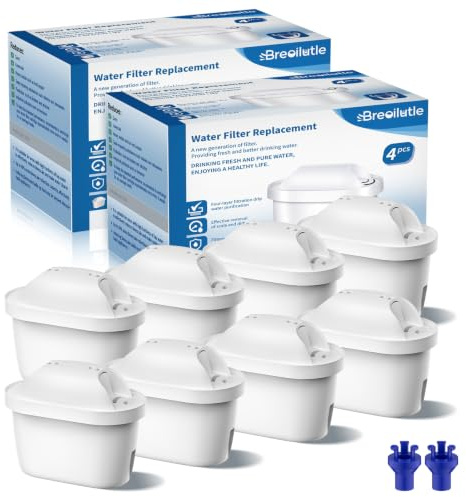 BREOILUTLE Filtri, Compatibili con Brita Maxtra+ Plus, Maxtra Pro All-in-1 Filtro, Filtro per Bollitore Compatibile Con Brita Mavea Filtri per acqua, 8PCS Filtro By BREOILUTLE, Riducono Cloro,Odori