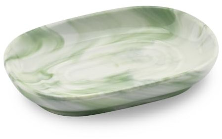 YoHyien Seifenschale Keramik, Anti-Rutsch Seifenschale Marmor, Seifenablage Waschbecken, Seifenhalter, Seifenteller für Badezimmer, Dusche und Küche (Grün)