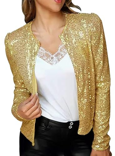 Bolero Oro Donna Black Friday Smanicato Donna Lavoro Cappottino Donna Elegante Spolverino Donna Bianco Giacca Ecopelle Nero Donna Giacca Paiette Donna Oro Gilet Pile Donna Amaon