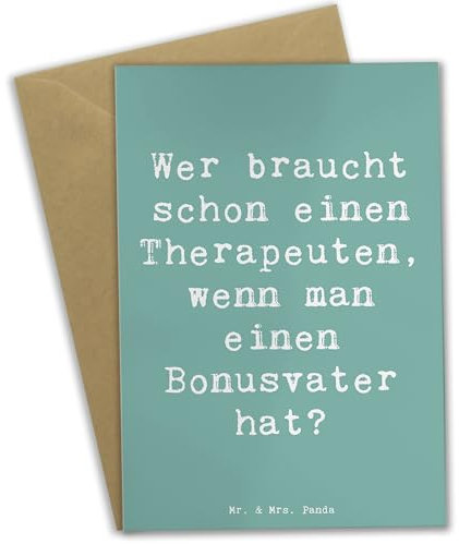 Mr. & Mrs. Panda Glückwunschkarte Spruch Bonusvater Liebe - Geschenk, Klappkarte, Verwandte, einladungskarten, Elternteil, Patchworkfamilie, emotionale Unterstützung, osterkarten, hochzeitskarten