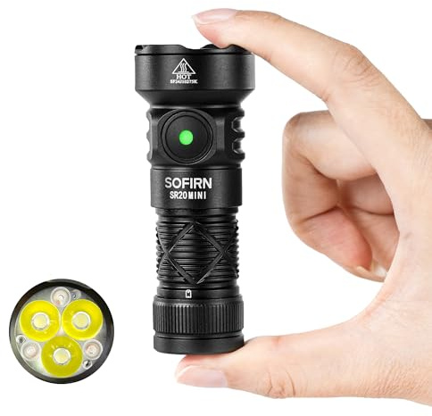 Sofirn SR20 MINI, 1200LM, Red Light Torch, IPX8 Waterproof, Compact Flashlight with Lanyard and Tail Magnet, Ideal for Outdoor Activities, Hunting, Camping, and Fishing
