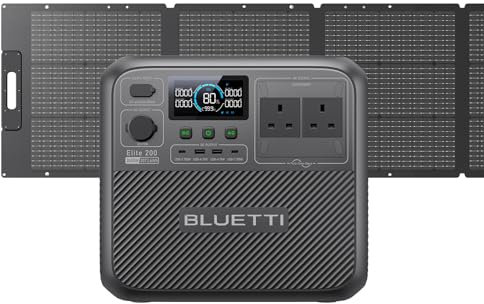 BLUETTI Solar Generator Elite 200 V2 (2025 New) with 200W Solar Panel Included, 2073.6Wh Portable Power Station w/ 2 2600W AC Outlets, 17-Year Lifespan LFP Emergency Power for Camping, Power Outages