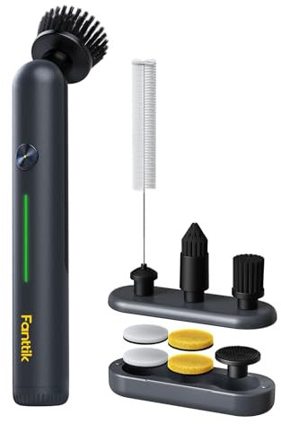 Fanttik G9 Nano Elektrischer Spin Scrubber, kabellose Fugenbürste, Typ-C-Ladung, LED-Anzeige, IPX7, 8 Aufsätze für Fugen, Ecken – Schwarz