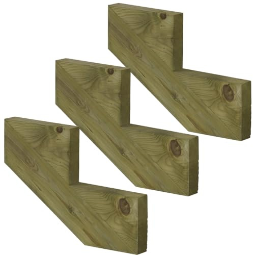 3er Set Treppenwange 2 Stufen aus KDI Holz für Gartentreppen-Höhe 34cm