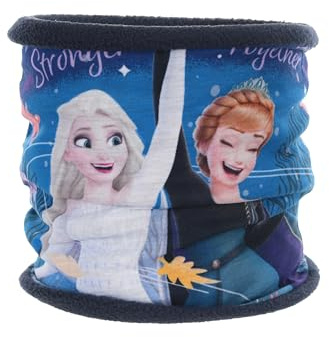 Écharpe pour enfant La Reine des Neiges - Cadeau pour fille - Anna et Elsa - Écharpe ronde - Hiver - Doublée en polaire, bleu foncé, taille unique
