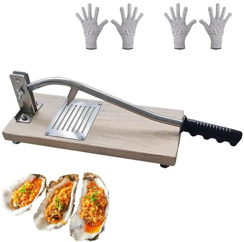 Manueller Austernöffner - Edelstahl Austernmesser mit Verstellbarer Höhe, 2 Paar Handschuhe, Tragbares Austernöffner-Messer für Buffets & Meeresfrüchte, Restaurants & Hotels