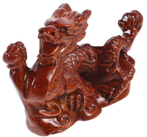 SOLUSTRE Handgefertigte Drachenstatue Aus Holz Elegante Schreibtischdeko Und Tierdeko Für Festliche Anlässe Robust Und Detailreich Verarbeitet