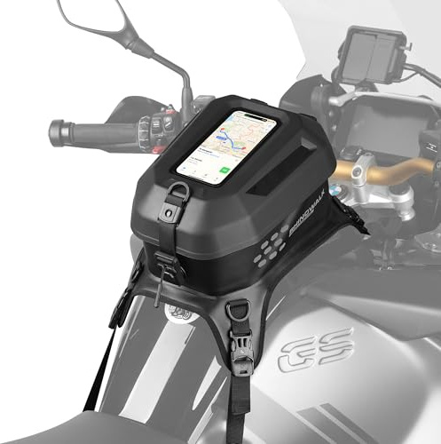 Rhinowalk Motorcykel tankväska vattentät – Tankväska med pekskärms-mobiltelefonfack, magnetlås, avtagbart lock, axelrem – för motorcyklar och utomhus
