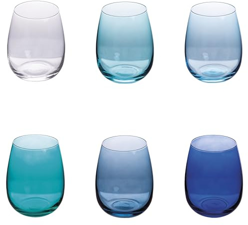 Villa d'Este Home Tivoli 1996 6er Set Wassergläser 500ml aus Glas Happy Hour Ocean