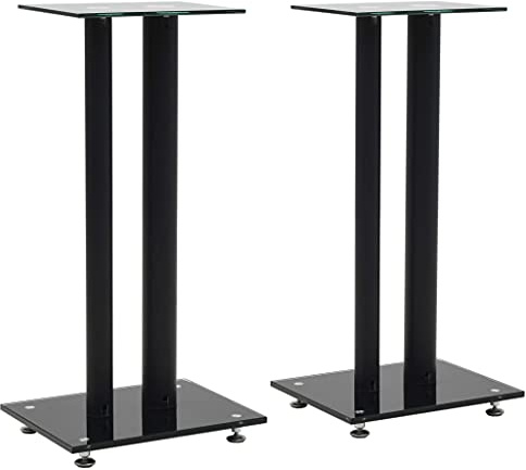 Générique Support Haut-Parleur 2pc Verre trempé Design 2 colonnes Noir,Supports & Pieds d'enceintes,7.91KG-50673