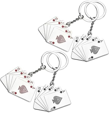 CLISPEED 4stücke Karten Schlüsselanhänger Mit Pokerkarten Lustiger Schlüsselanhänger Für Auto-schlüssel Poker- Mit Spielkarten-design Für Karten-spiel-enthusiasten