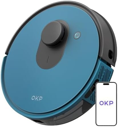 OKP L1 Robot Aspirador, 3800pa Succión, 150min Hora de Limpieza, Navegación Inteligente LDS, Recarga Automática,Wi-Fi/App/Alexa, Aspiradora Robot Ideal para Suelos Duros y Pelo de Mascotas