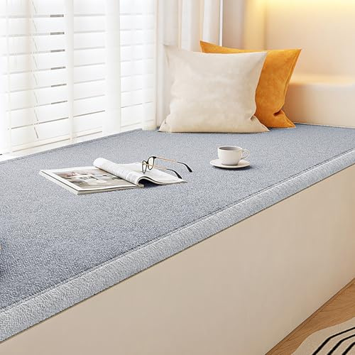 Runner da finestra a bovindo, imbottito, per davanzale, panca, interni, divano e divano, adatto agli animali domestici, varie dimensioni (grigio, 70 x 150 cm)