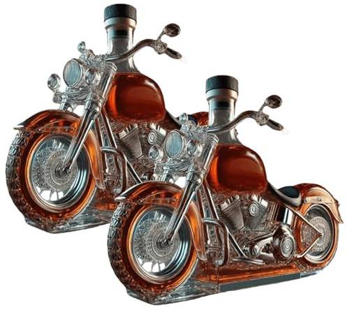 Carafe A Whisky Motorcycle Glass, Carafe Whisky, 300ml Bouteille Whisky Personnalisable,Portable Handcrafted Design, Pour Cadeau Anniversaire Homme, Maison, Cuisine, Bar, Restaurant (2)