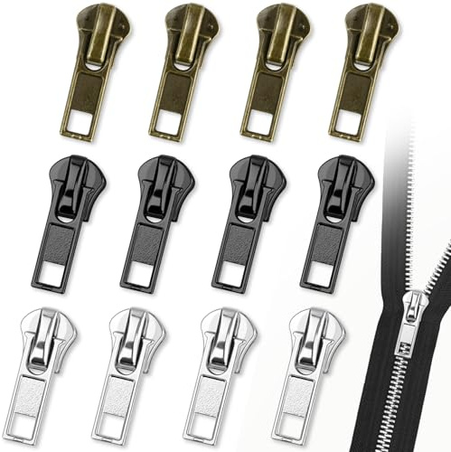 JAXICREY Reißverschluss Reparatur Set, 12 Stück #5 Metall Reissverschluss Zipper Ersatz Reparatur Set Reparieren Abnehmbarer Universeller Reißverschluss Schieber Reparierer Zipper Repair Kit